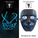 Wireless Neon LED Purge Mask Glow in The Dark Cosplay Horror Mask Halloween Masquerade Party Masks Glowing Funny Dress Up