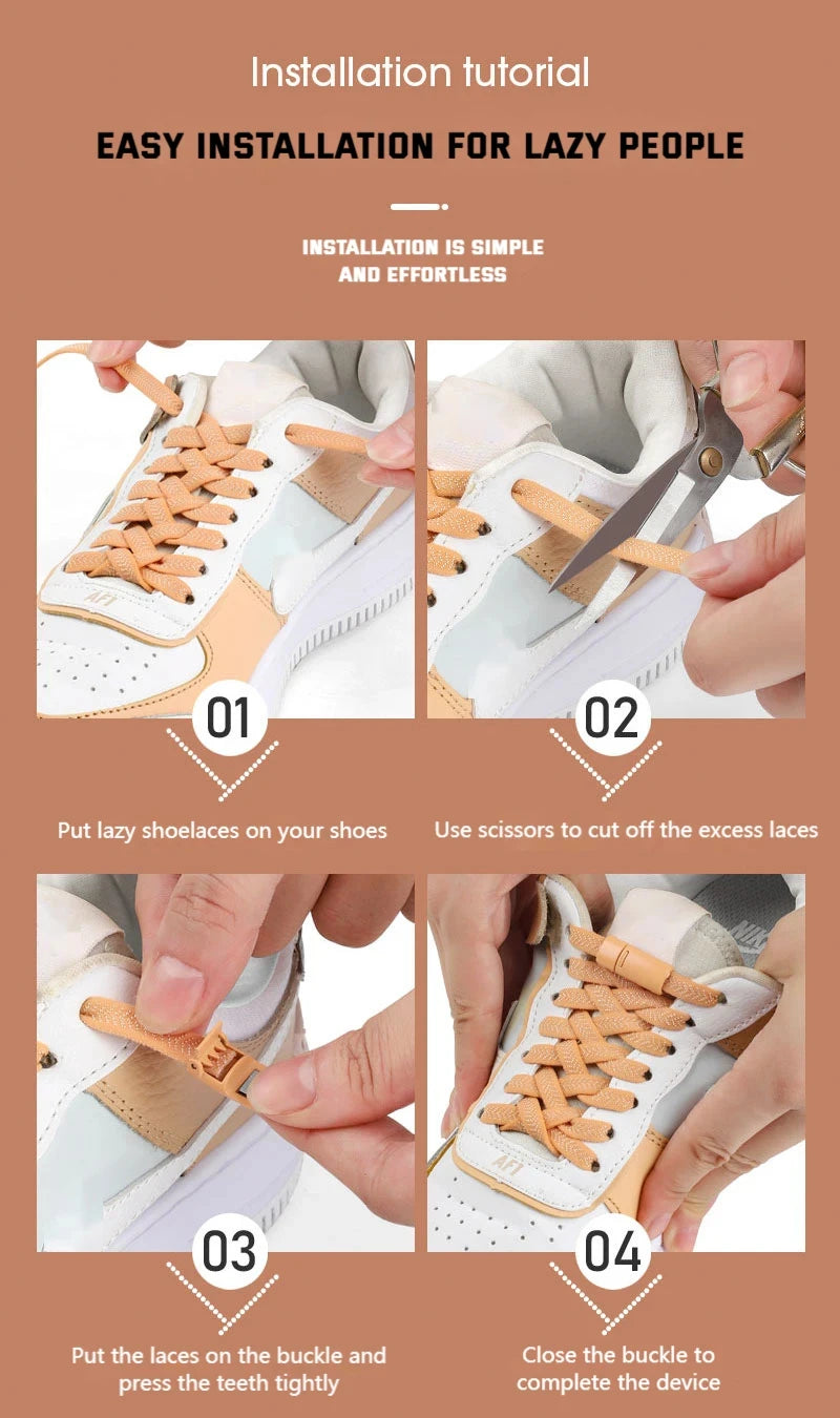 Magnetic Locking Shoelaces without ties Sneakers elastic laces  Children Adults Quick On/Off Shoelaces Shoe accessories 1 Pair