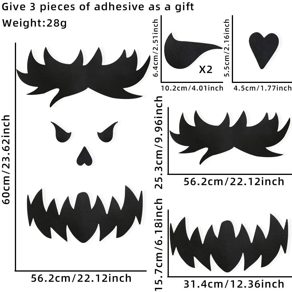 Halloween Decoration,DIY Felt Cloth Stickers for Home,Devil,Witch Hat,Glass Window Stickers, Halloween Party Door Stickers