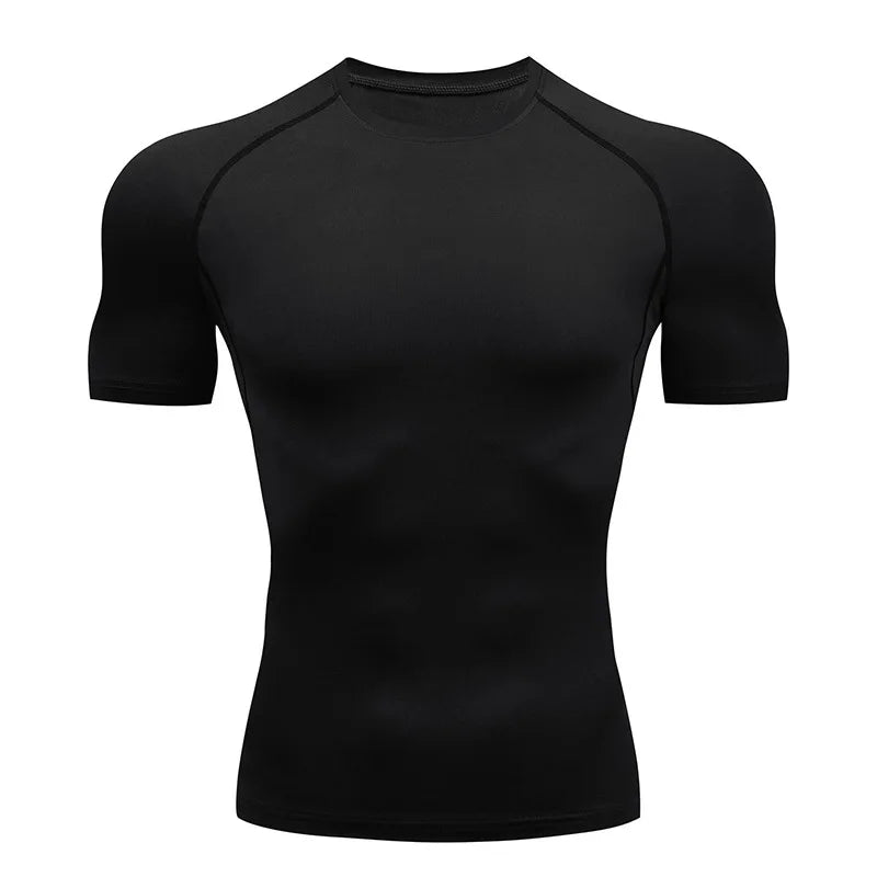 Men's Compression Top, Active Mid Stretch Breathable Moisture Wicking Workout T-shirt For Outdoor Sports