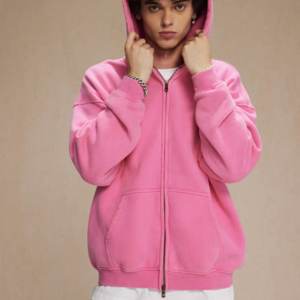 Batik fleece zippered hoodie