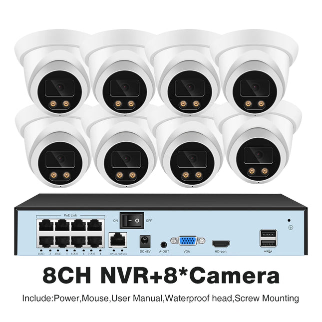 ASECAM Security Camera System 8MP 4K POE NVR Kit CCTV Audio Outdoor AI Color Night Vision Home Video Surveillance Camera