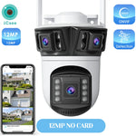 12MP Outdoors Wifi Camera 6K HD Three Lens Security PTZ IP Surveillanc Camera Human Auto Detect Tracking CCTV Camera ICESS APP