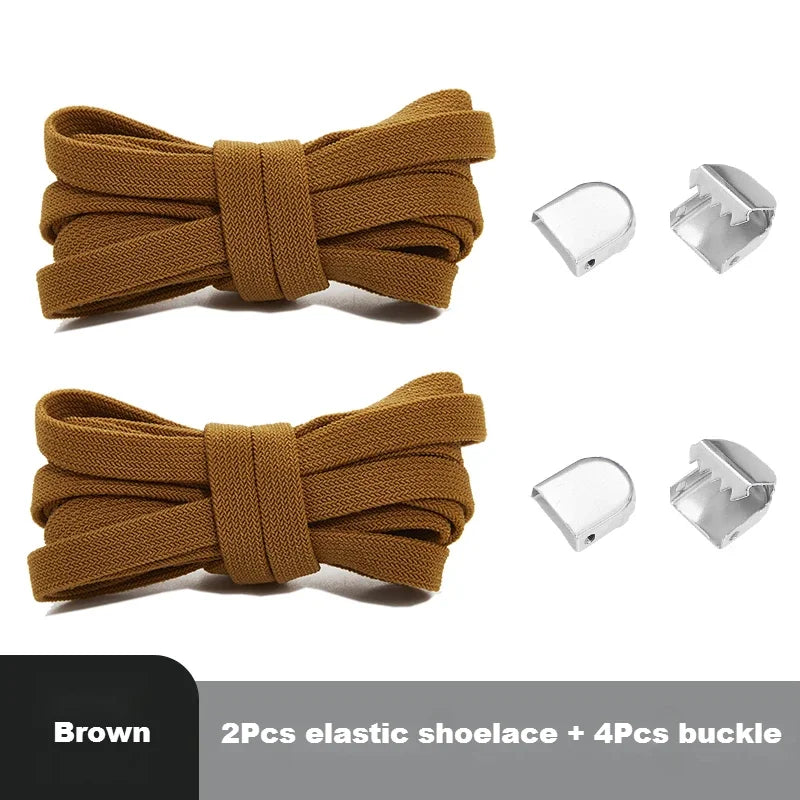 Flat Elastic Shoe Laces Sneakers No Tie Shoelaces for Shoes Tennis Quick Shoelace Clips Without Ties Shoe Accessories Kids Adult