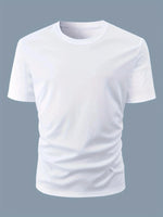 Men's Summer Casual Loose Size 100% Cotton Letter Print Round Neck Short Sleeve T-shirt Top