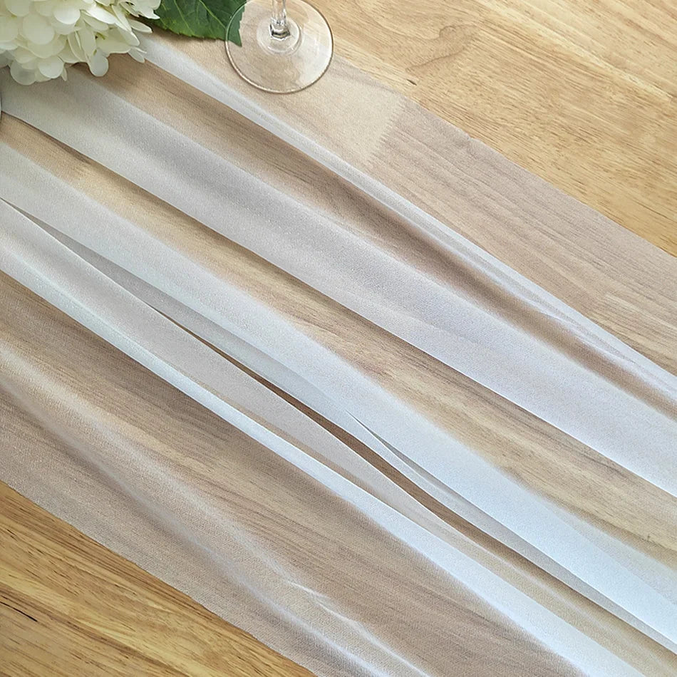 Chiffon Table Runner Sheer Fabric Silk for Boho Sheer Fabric Wedding Arch Overlay Draping Decoration Birthday Party Table Decor