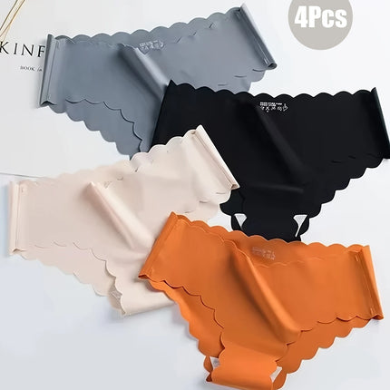 4pcs Ice Silk Seamless Women's Underwear with Pure Cotton Crotch for High-end Japanese Girls