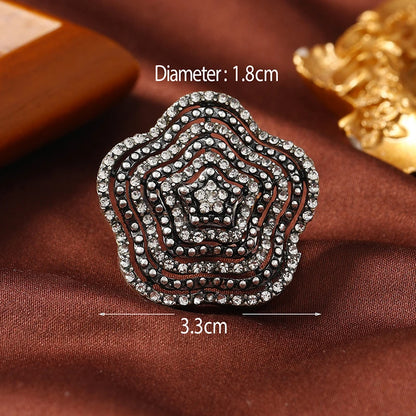 Fashion New Creative Design Style Personalized Exaggerated Layered Full Diamond Ring Geometric Retro Temperament Ring
