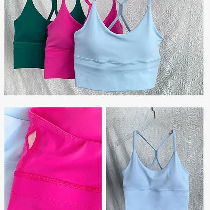 Fashion Sexy Cross Back Small Sling Yoga Underwear Women Breathable Shockproof Gym Fitness Running Sport Crop Tops Athletic Vest
