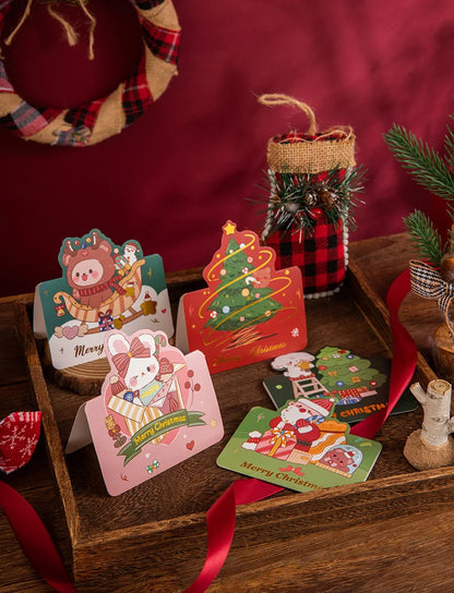 10pcs MIX Merry Christmas Greeting Card Santa Claus Snowman Custom Blank Cards Christmas Party Invitation Card New Year Gifts