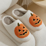 Classics Pumpkin Halloween Women's Slippers Winter Indoor Cartoon Comfort Home Bedroom Soft Causal Flat Plush Shoes for Gift