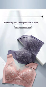 Sexy Lace Bras for Women Perspective Full Cup Solid Color Brassiere V-Neck Seamless Crop Top Female Push Up Breathable Lingerie