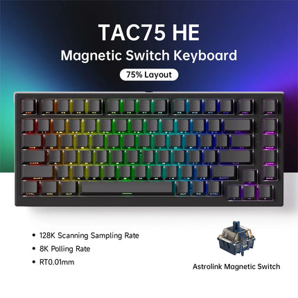 AKKO TAC75 HE Magnetic Switch Keyboard 75% Gaming Keyboards Rapid Trigger 0.005mm 8K RGB Wired Esports Custom Keyboard for Gamer