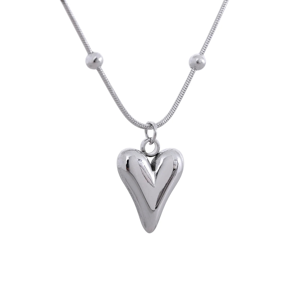 Yhpup Temperament Heart Pendant Chain Necklace for Women Stainless Steel Stylish Choker 18 K Jewelry Waterproof Party Gift