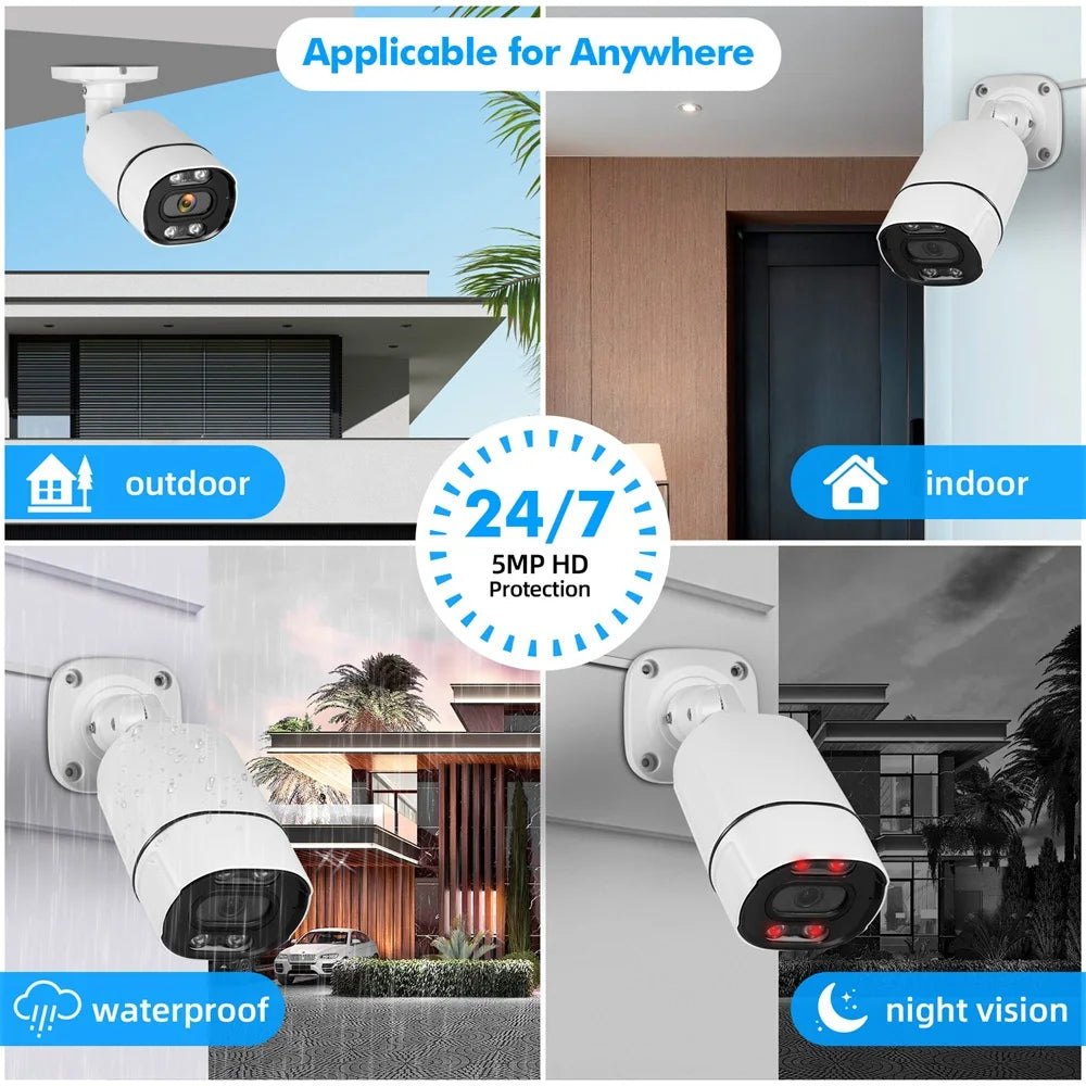 KERUI 4CH 5MP Surveillance Security Camera System CCTV Kit 6 IN 1 Video Audio Recorder Face Detection XVI AHD TVI CVI VBS IP