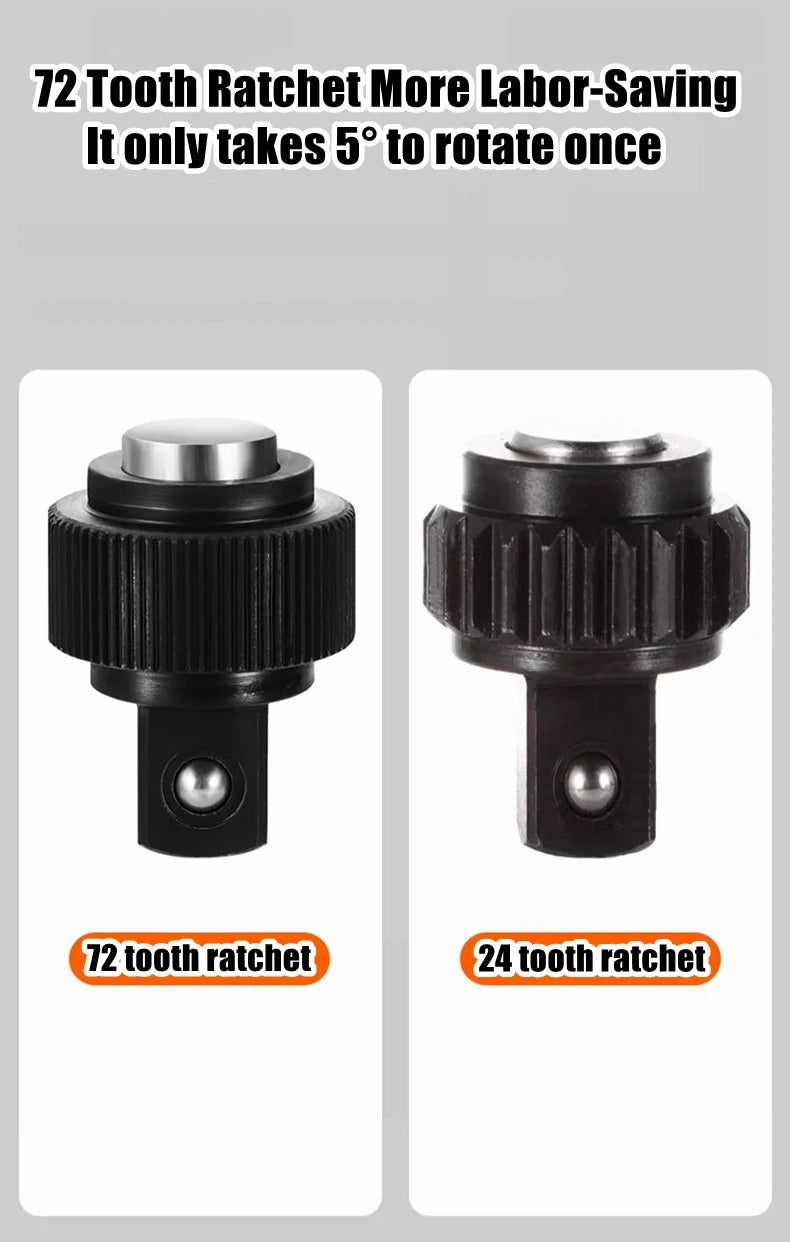 24/72 Tooth Quick Ratchet Wrench 1/2 1/4 3/8 3 Size Flying Wrenches Two-way Socket Wrench Repair Tools for for Vehicle Bicycle