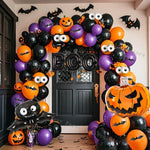 Halloween Balloons Garland Arch Eye Ballon with Bats Pumpkin Purple Orange Black Ballon for Birthday Party Halloween Decorations