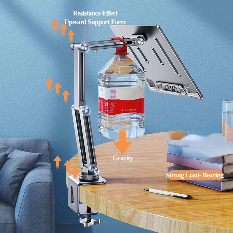 Oatsbasf Laptop Stand Clamp Tablet Hightening Support Holder Book Bracket Desktop Bed Lazy Stand 360°Rotating Hight Adjustable
