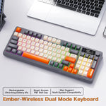 FreeWolf M96 Wireless Keyboard with Screen,Gaming Keyboard Bluetooth Dual-Mode Connection,Multi-Device Linking,Ergonomic