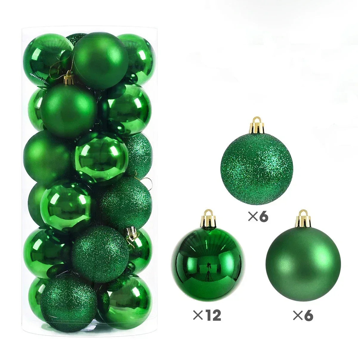 24Pcs 3/4/6CM Christmas Balls Big Ball Christmas Tree Pendant Ornaments for Party Decor 2025 New Year Navidad Gifts Accessory
