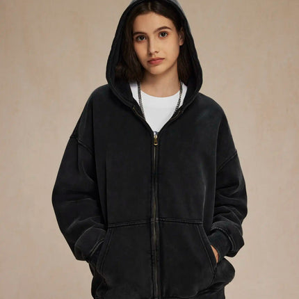 Batik fleece zippered hoodie