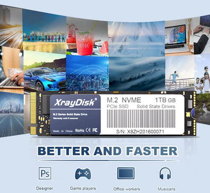 XrayDisk M.2 SSD PCIe NVME 128GB 256GB 512GB 1TB Gen3*4 & 4*4 Solid State Drive 2280 Internal Hard Disk HDD for Laptop Desktop