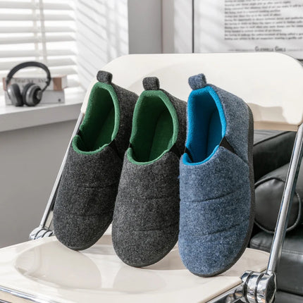 Comwarm Men Warm Non-Slips Slippers Cozy Casual Indoor Outdoor Flats Slides Plush Bedroom Warm Shoes Male Soft Sole Home Shoes