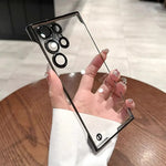 Luxury Plating Frameless Case For Samsung S25 S24 Ultra S23 S22 Ultra Transparent Camera Lens Film Protection Shockproof Cover