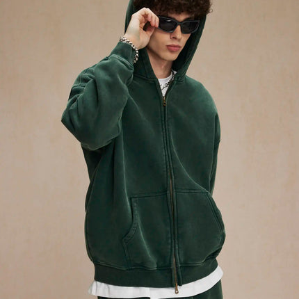 Batik fleece zippered hoodie