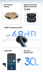 Baseus Bowie M2s ANC Earphone Bluetooth 5.3 Hybrid -48dB Noise Cancellation Wireless Headphone Support 3D Spatial Audio Earbuds