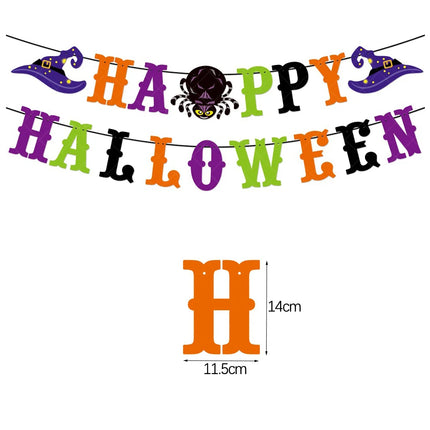 Halloween Hanging Banner Garland Bunting Pumkin Ghost Bat Paper Banner Door Hanging Ornaments Halloween Xmas Party Decoration