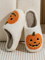 Smile Pumpkin Halloween Women's Slippers Winter Indoor Cartoon Comfort Home Bedroom Soft Causal Flat Plush Shoes for Gift