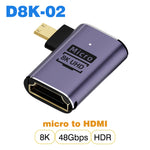UGOURD HDMI2.1 Cable Adapter mini micro hdmi to HDMI 2.1 Converter 48Gpbs 8K60HZ 4K120HZ for HDTV Projector PS4 PS5 Laptop PC