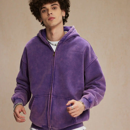 Batik fleece zippered hoodie