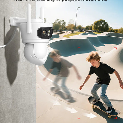 12MP Outdoors Wifi Camera 6K HD Three Lens Security PTZ IP Surveillanc Camera Human Auto Detect Tracking CCTV Camera ICESS APP