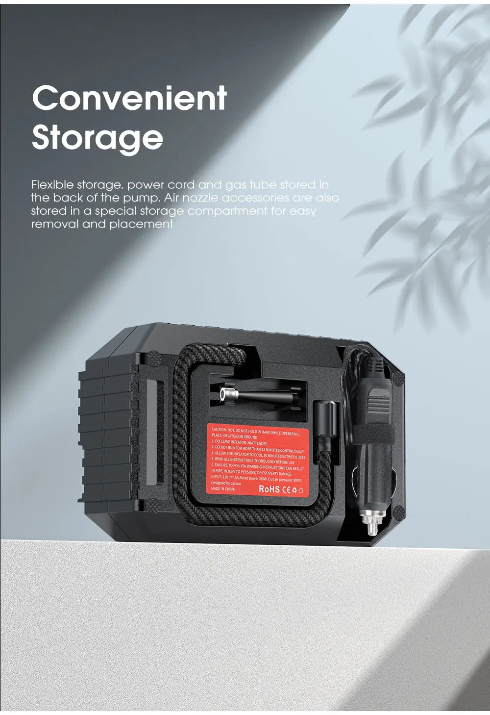 CARSUN Mini Air Pump Tire Inflator Car Electric Mini 20L/Min Portable Air Compressor For Car Motorcycles Bicycle Inflatable