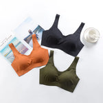 2024 Women Seamless Ice Silk Bra Removable Chest Pad Lifting Bralette Underwear No Steel Ring Breathable Push Up Yoga Vest Bras