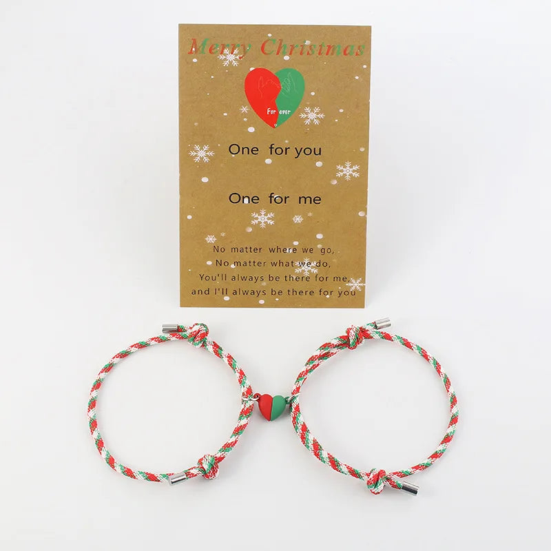 Vicky-Home Christmas Bracelet Gift Jewelry for Women Girls Kids Jingle Bell Beaded Bracelets Adjustable Charm Bangle