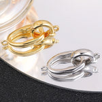Juya Handmade 18K Gold Silver Plated Fastener Bail Connector Clasps Accessories For Needlework Pearls Beads Jewelry Making