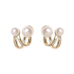 2025 New Retro Light Luxury Pearl Stud Earrings Korean Simple Jewelry Christmas Party Girl's Temperament Accessories For Woman