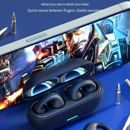 T75 Sport Bone-Conduction Bluetooth 5.3 Earphones HiFi Sound Wireless Headphones Earclip Waterproof Open Ear Headset Earring