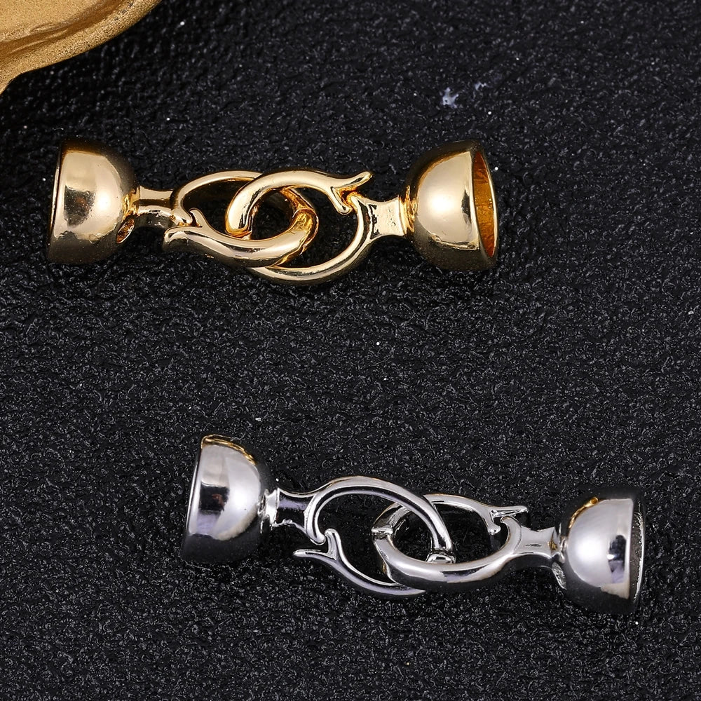 Juya Handmade 18K Gold Silver Plated Fastener Bail Connector Clasps Accessories For Needlework Pearls Beads Jewelry Making