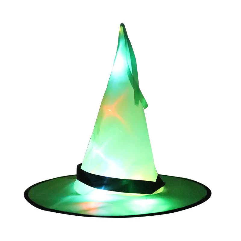 LED Halloween Flashing Light Witch Hat Starry Sky Ghost Festival Dress Up Glowing Elf Ghost Hat Lamp Home Decoration