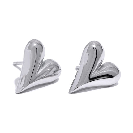 Yhpup Stainless Steel Chic Heart Huggie Hoop Earrings Charm Gold Color Tarnish Free Trendy Fashion Jewelry for Women Bijoux