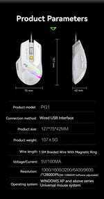 Inphic Pg1 Wired Mouse Gaming Mouse RGB Light Emitting   Macro Programming 12800DPI  6 Keys Computer Mouse For Office Home