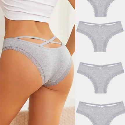 4PCS Women's Cotton Briefs Sexy Female Underpants Elasticity Comfortable Underwear Panties Lingerie S-XL  Solid Color Intimate