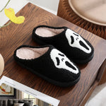 Warm Plush Slippers Women's Winter Halloween Black Spider Web Home Cotten Slippers Flip Men Indoor Floor Slippers Party Gifts