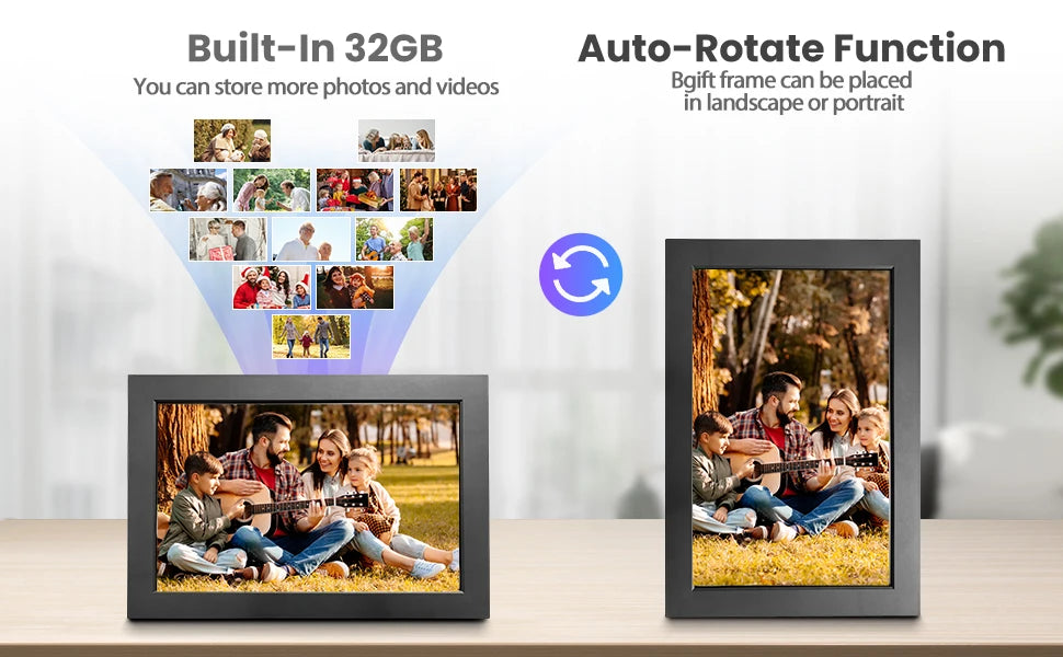 Digital Picture Frame10.1 Inch 32G WiFi Photo Frame 1280x800 HD IPS Touch-screen Auto Rotation Photo Sharing Via APP Decorative