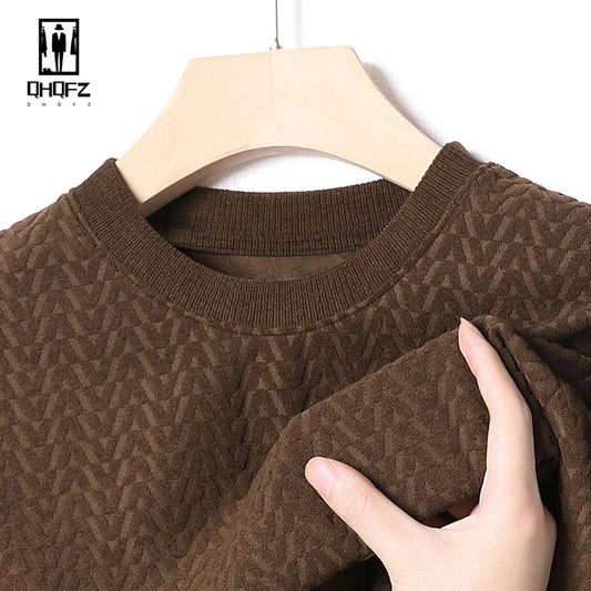 Autumn and Winter New Men's Sweater Round Neck Tight Casual Knitted Pullover Harajuku Men's Sweater Knitted Sweater
