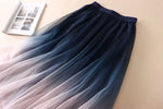 MEXZT Gradient Tulle Midi Skirt Women Elegant Mesh Pleated Skirts Summer Korean Fashion High Waist Casual All Match A Line Skirt